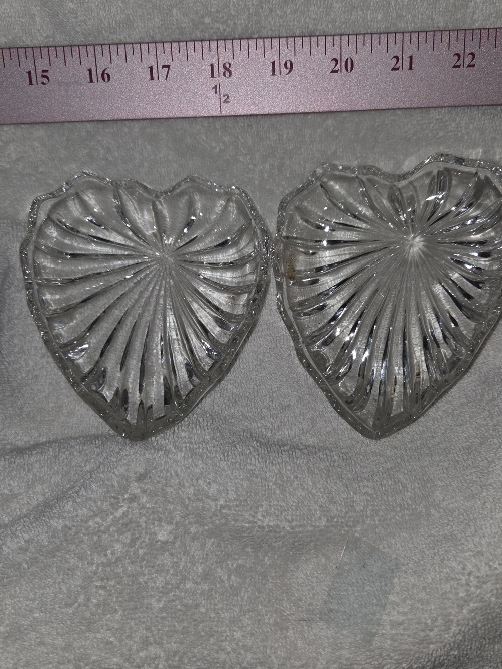 Pair of Heart-Shaped Glass Dishes - Clear